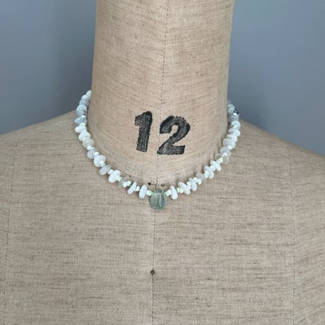 stone necklace-moon stone × fluorite
