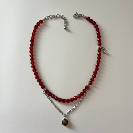 《再販》stone necklace-carnelian × tiger eye