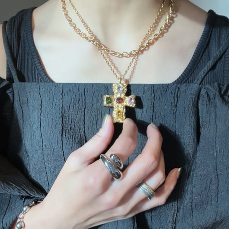 cross bijou necklace-gold-