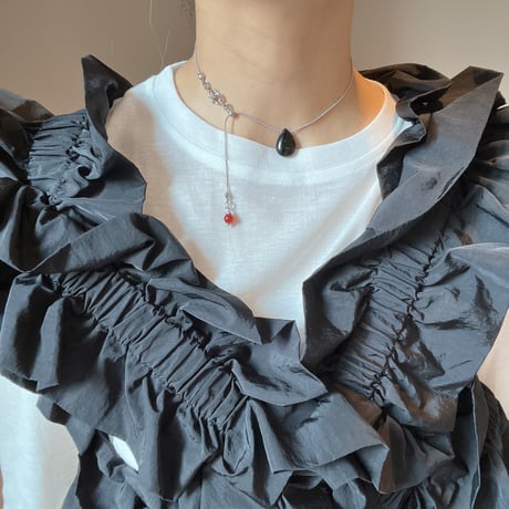 stone slide necklace-black onyx-