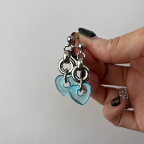 glass heart pierce（light blue/honey yellow/clear/pink）