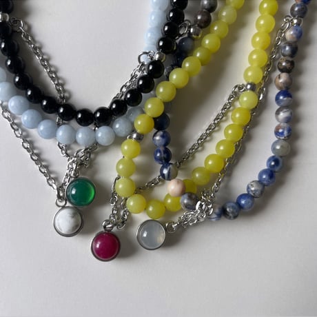 stone necklace-sodalite × white agate