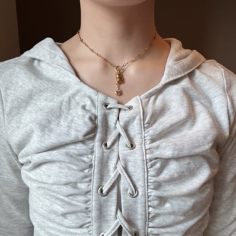bear charm  necklace𖦹๋࣭ ⭑（silver/gold）