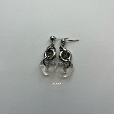 glass heart pierce（light blue/honey yellow/clear/pink）