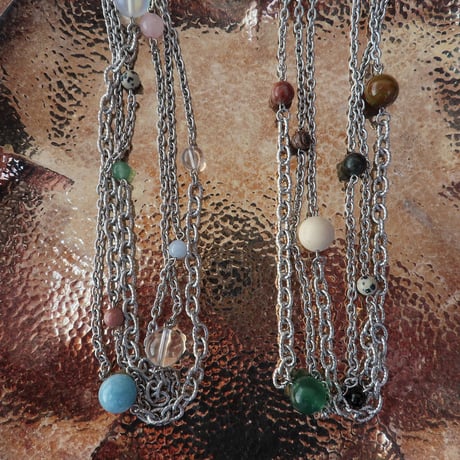 super long stone necklace-muted color-