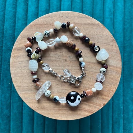 stone necklace-yin yang mix-