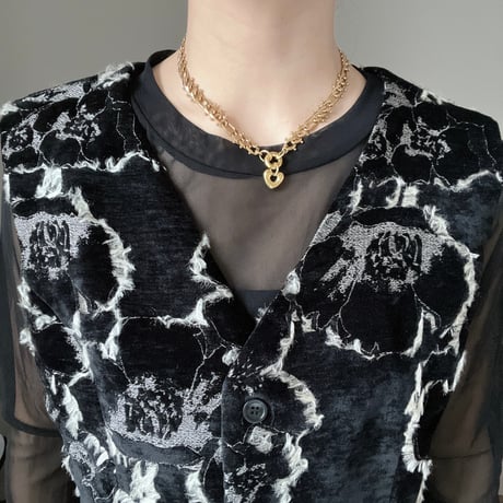 tsubu tsubu chain heart necklace-gold-