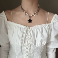 twinkle star necklace Ⳋᥱ͜𓏼✚̣̣̣♡-blue gold stone-