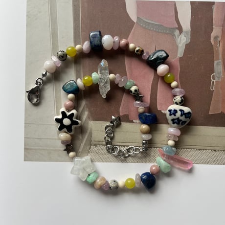 stone necklace-fancy mix-