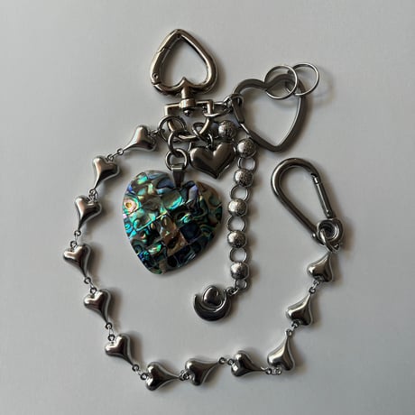 bag charm key chain-shell heart-