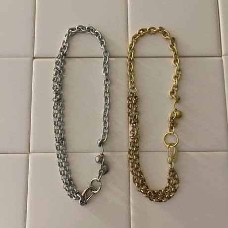 edge link necklace -silver-