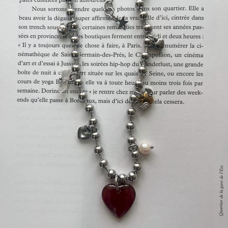 carnelian heart ball chain necklace₊‧°𐐪♡𐑂°‧₊