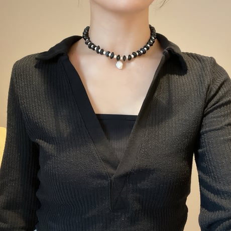 stone necklace-fossil、tiger eye、pearl-