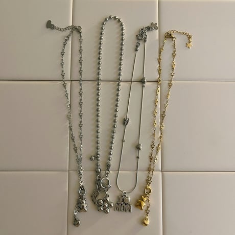 flower charm ball chain necklace𐦍˖˚ֶָ֢ ‧࿔