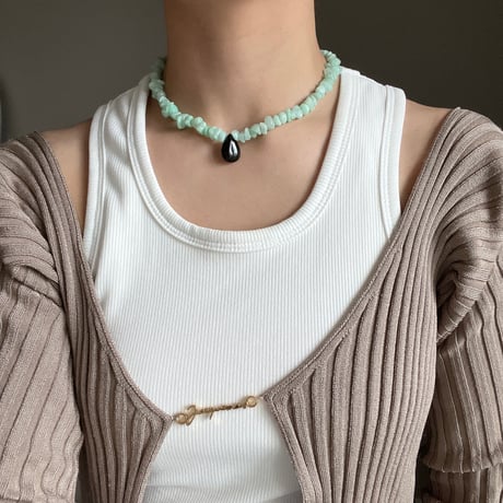 stone necklace- amazonite×black onyx