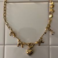 gold heart colorful bijou necklace
