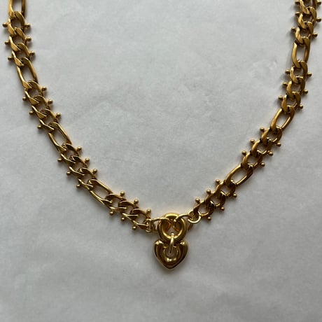tsubu tsubu chain heart necklace-gold-