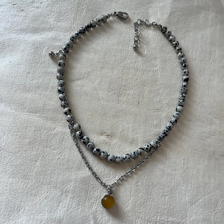 《再販》stone necklace-dalmatian jasper × agate