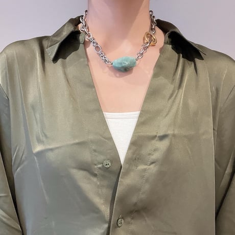 《再販》big stone necklace-amazonite-