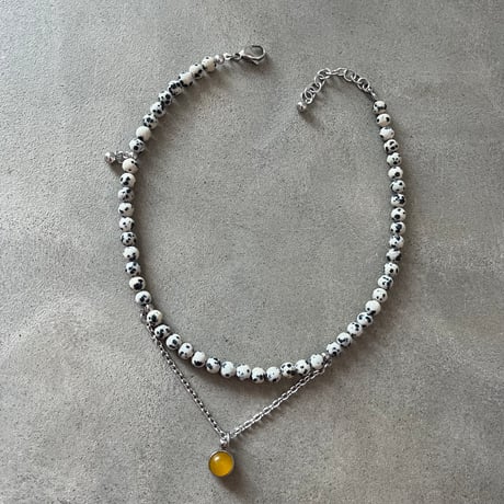 《再販》stone necklace-dalmatian jasper × agate