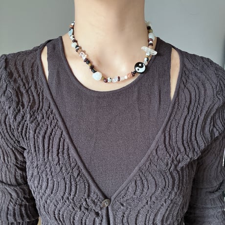 stone necklace-yin yang mix-