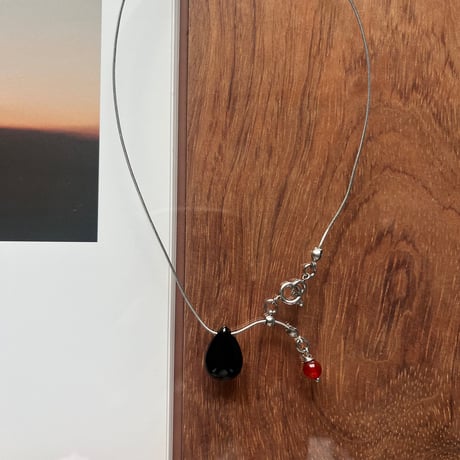 stone slide necklace-black onyx-