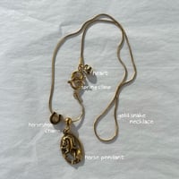 snake chain necklace-gold horse-