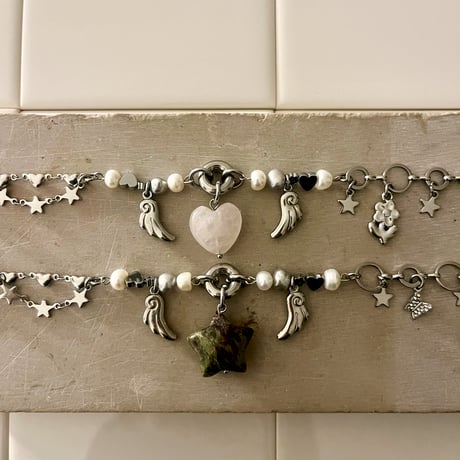 angel star necklace‧˚₊*̥⭐︎-dragon blood jasper-
