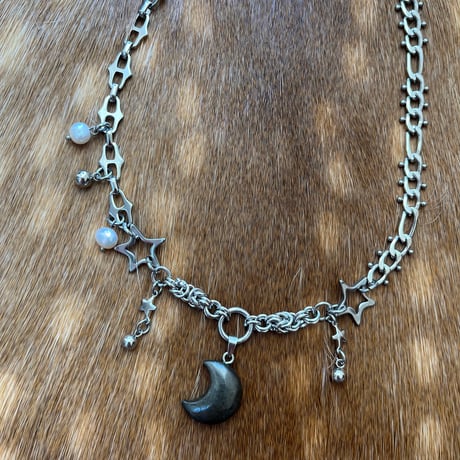 pyrite moon pendant necklace