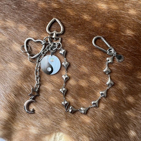 bag charm key chain-shell yin yang-