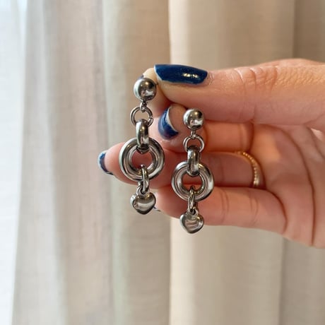 silver mini heart pierce /earring