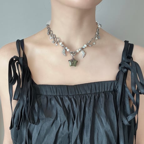 angel star necklace‧˚₊*̥⭐︎-dragon blood jasper-