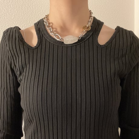 《再販》big stone necklace-quartz-