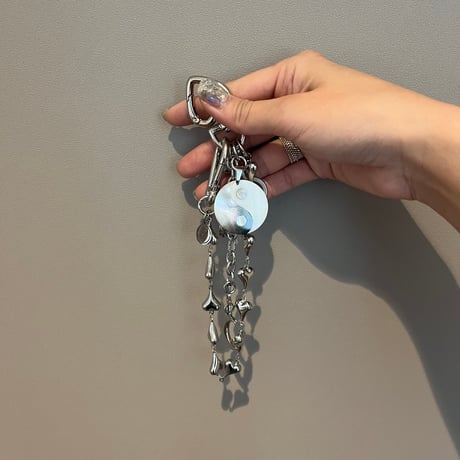 bag charm key chain-shell yin yang-
