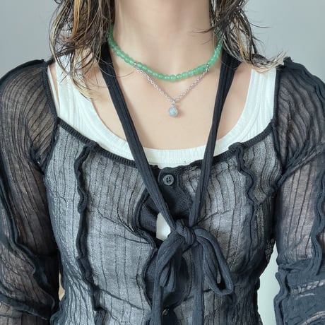 《再販》stone necklace-green aventurine×quartz