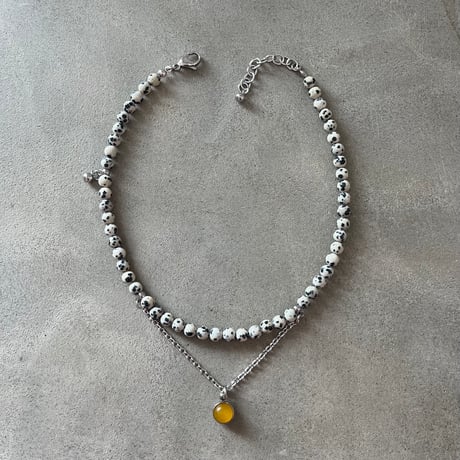 《再販》stone necklace-dalmatian jasper × agate