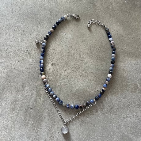 stone necklace-sodalite × white agate