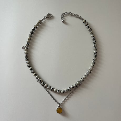 《再販》stone necklace-dalmatian jasper × agate