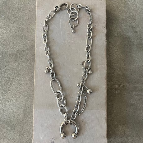 circular barbell necklace-combi chain-