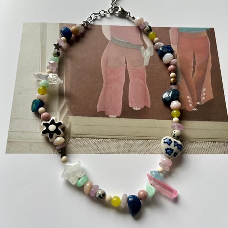 stone necklace-fancy mix-