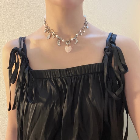 angel heart necklace*.❤︎₊ ⊹-rose quartz-