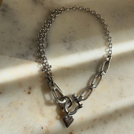 anchor shackle necklace-heart-