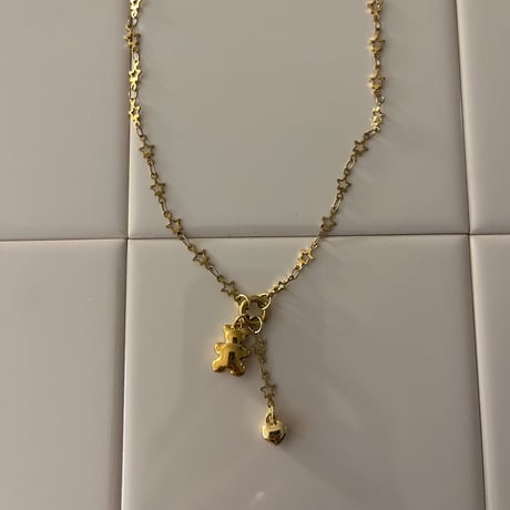 bear charm  necklace𖦹๋࣭ ⭑（silver/gold）