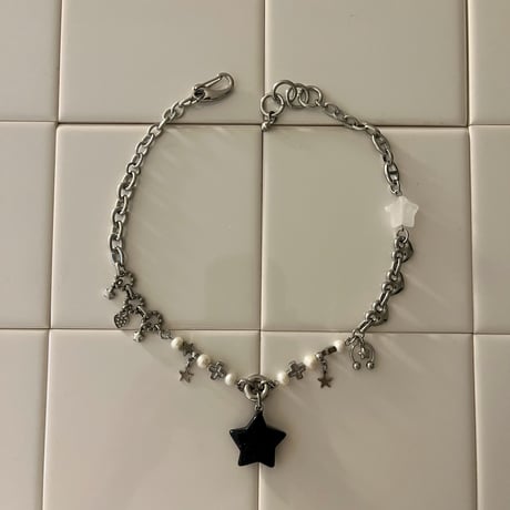 twinkle star necklace Ⳋᥱ͜𓏼✚̣̣̣♡-blue gold stone-