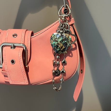 bag charm key chain-shell heart-