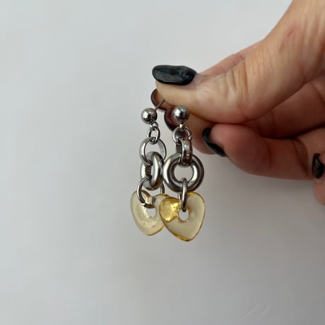 glass heart pierce（light blue/honey yellow/clear/pink）