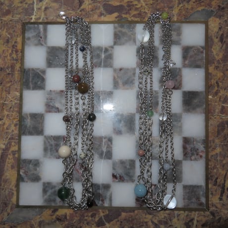 super long stone necklace-muted color-