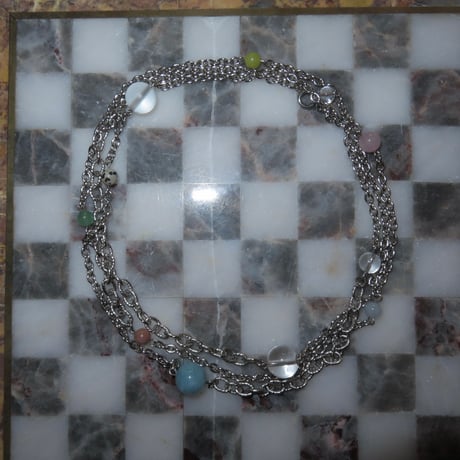super long stone necklace-pale color-