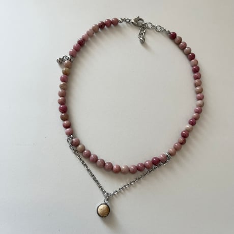 《再販》stone necklace-rhodonite × picture jasper