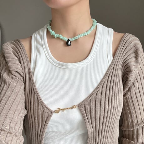 stone necklace- amazonite×black onyx